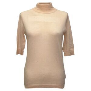 Joseph Short Sleeve Turtleneck Sweater in Peach Cashmere
